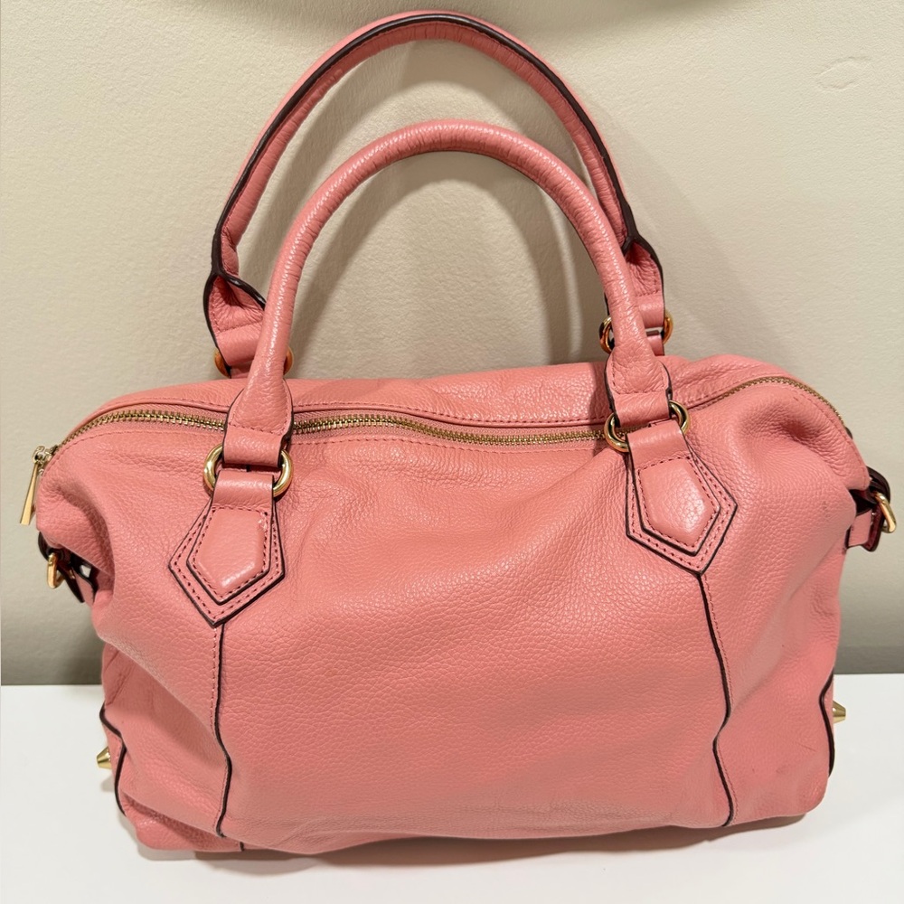 Ora Delphine Lola Dusty Pink Pebbled  Leather Satchel Purse Bag